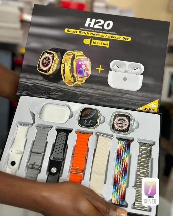 H20 Ultra Smart Watch 10 in 1 with earbuds